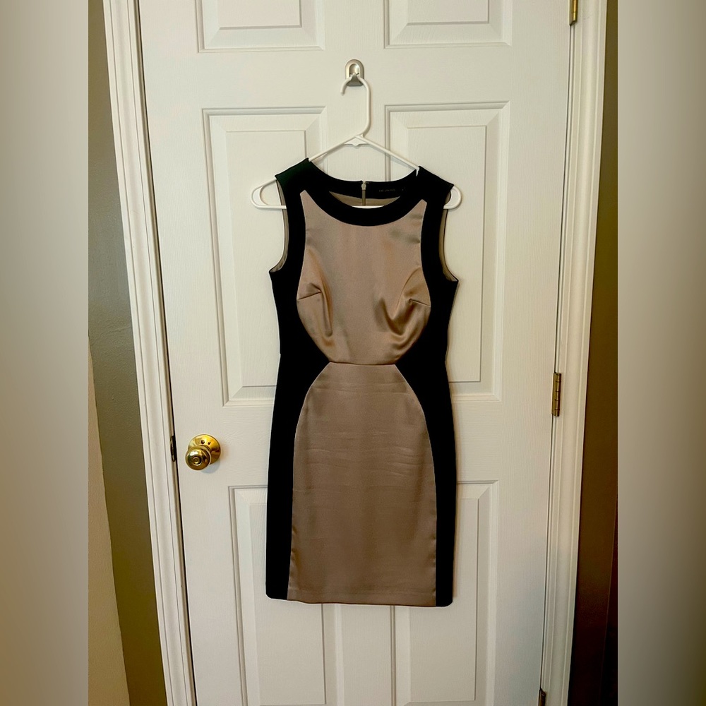 Black Sheath Dress with Gold Inset Perfect for Holiday Parties!